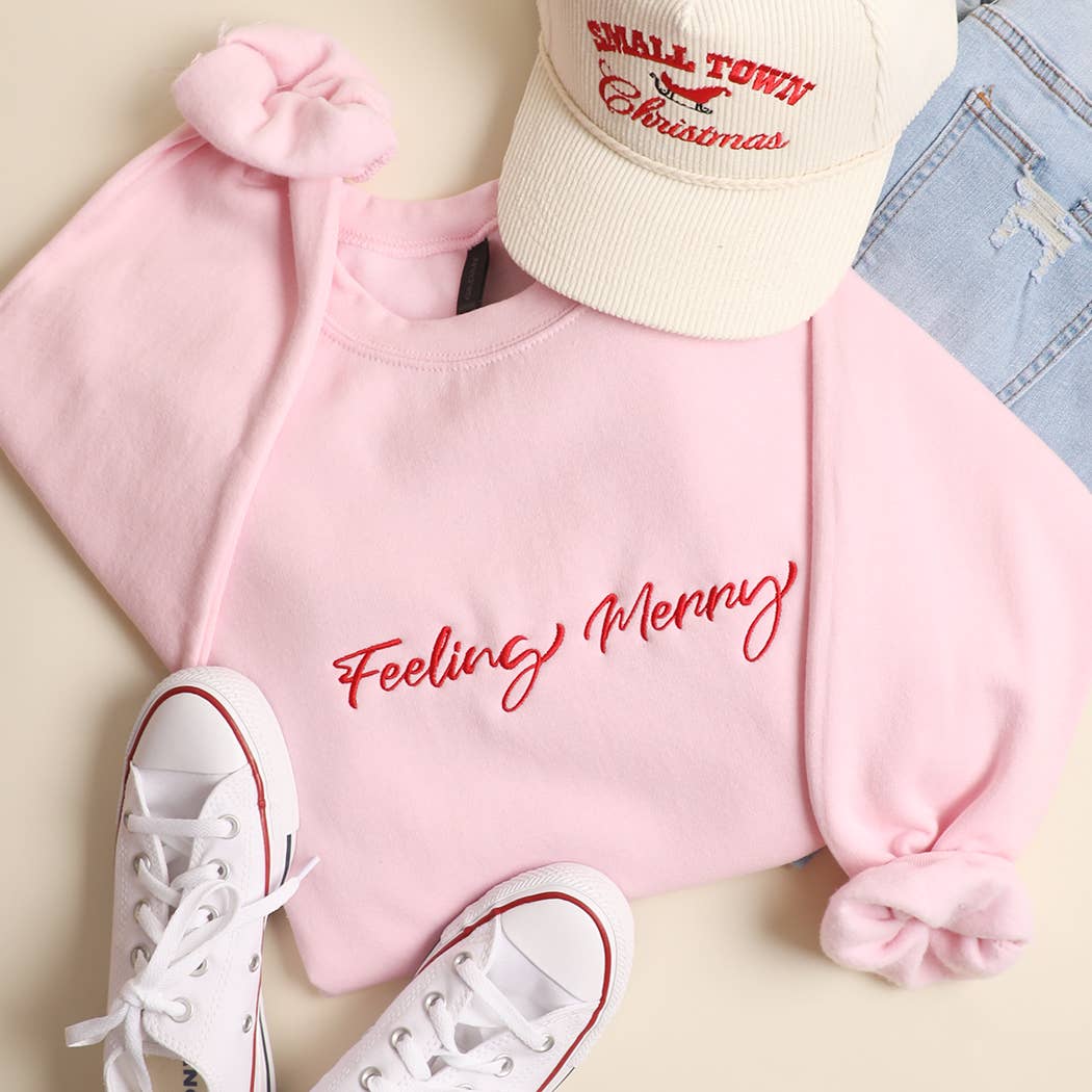 Feeling Merry Embroidered Fleece Sweatshirt