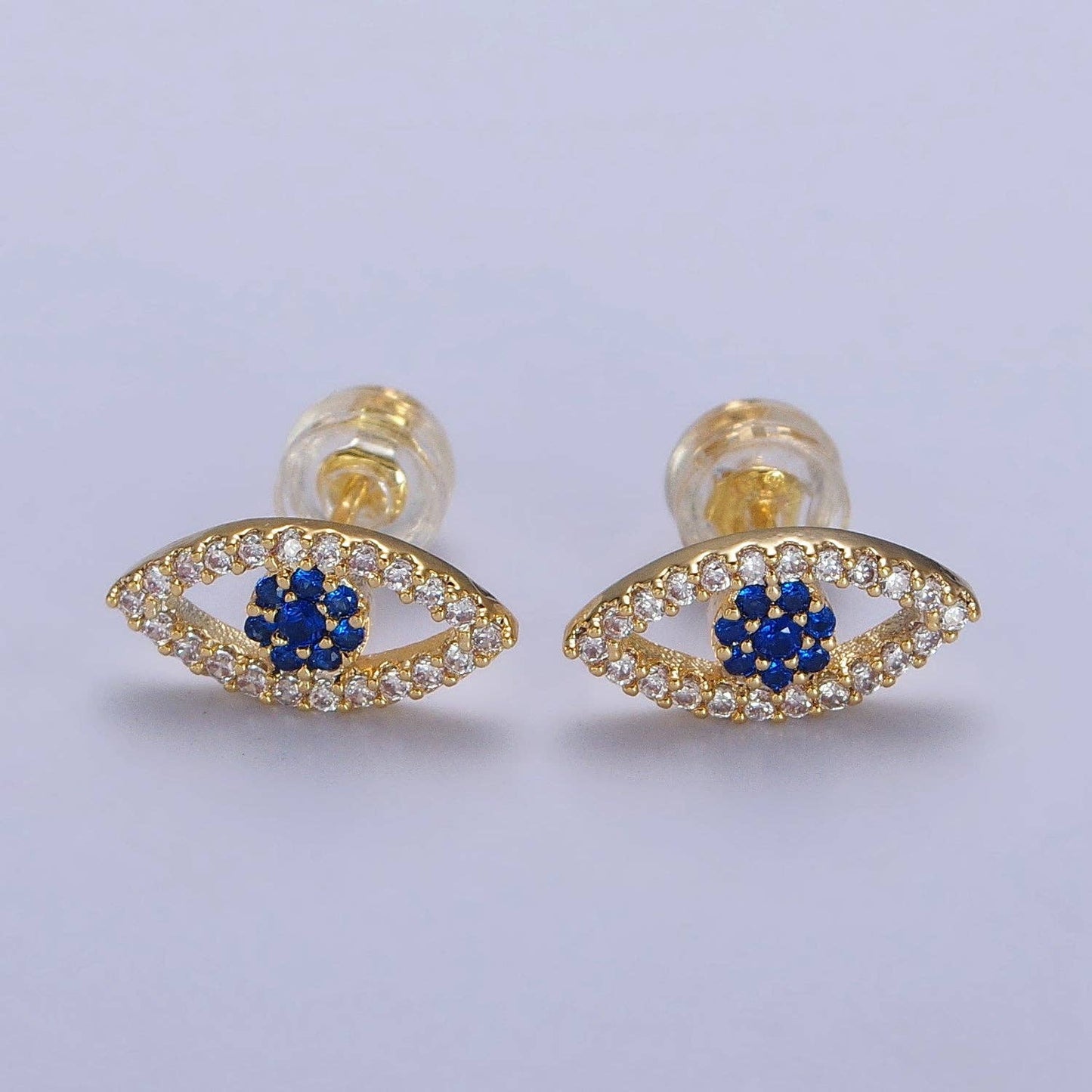 Gold Evil Eye Micro Pave Stud Earrings