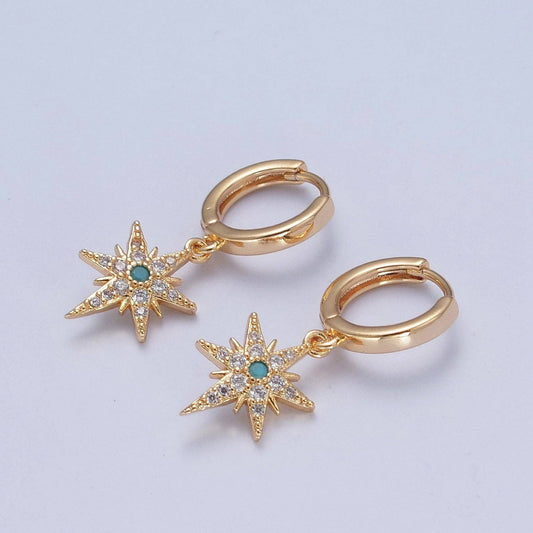 Gold Filled Turquoise Celestial Star Dangle Earring