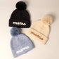 Mama Script Embroidered Pom Beanie