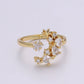 24k Gold Filled Adjustable Moon Ring With Micro CZ Stones