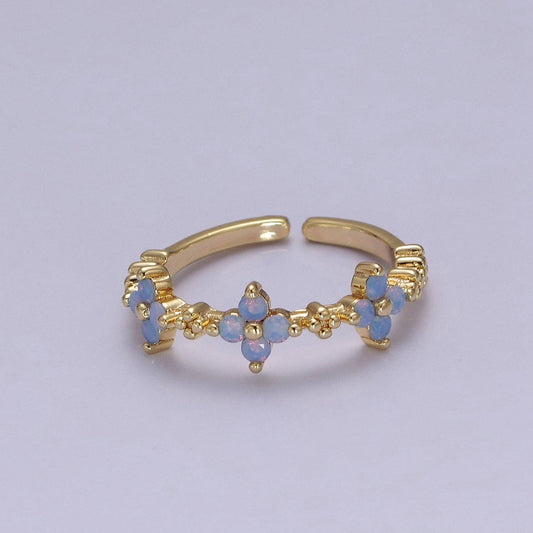 Blue Opal Flower Ring