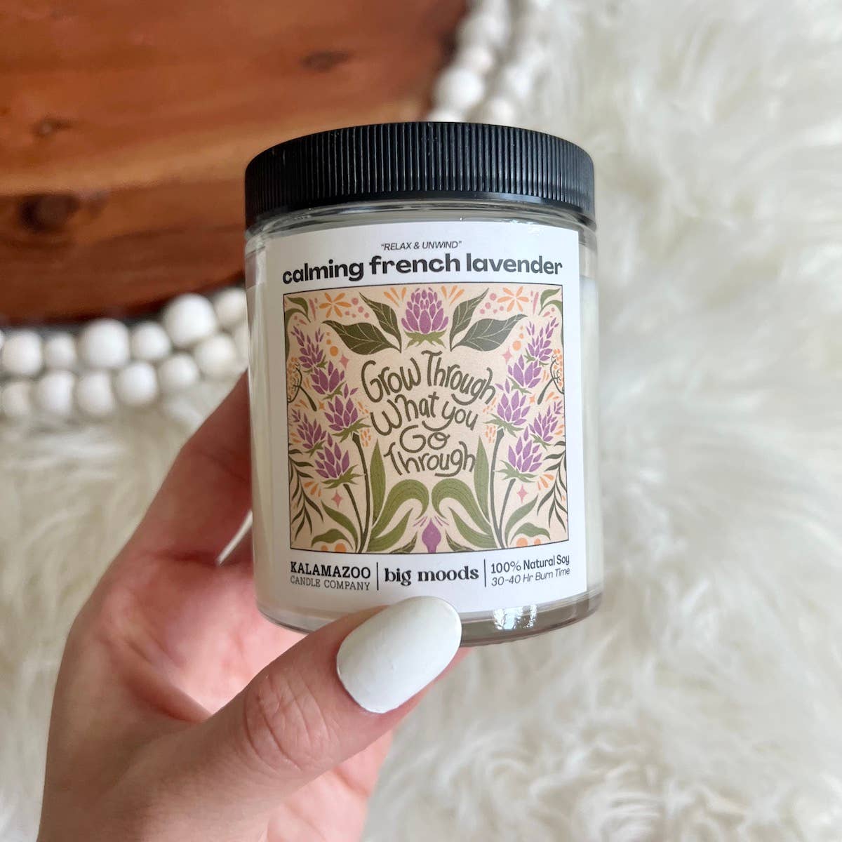 "Grow Through" Calming French Lavender - Luxury Soy Candle - Kate's Collective