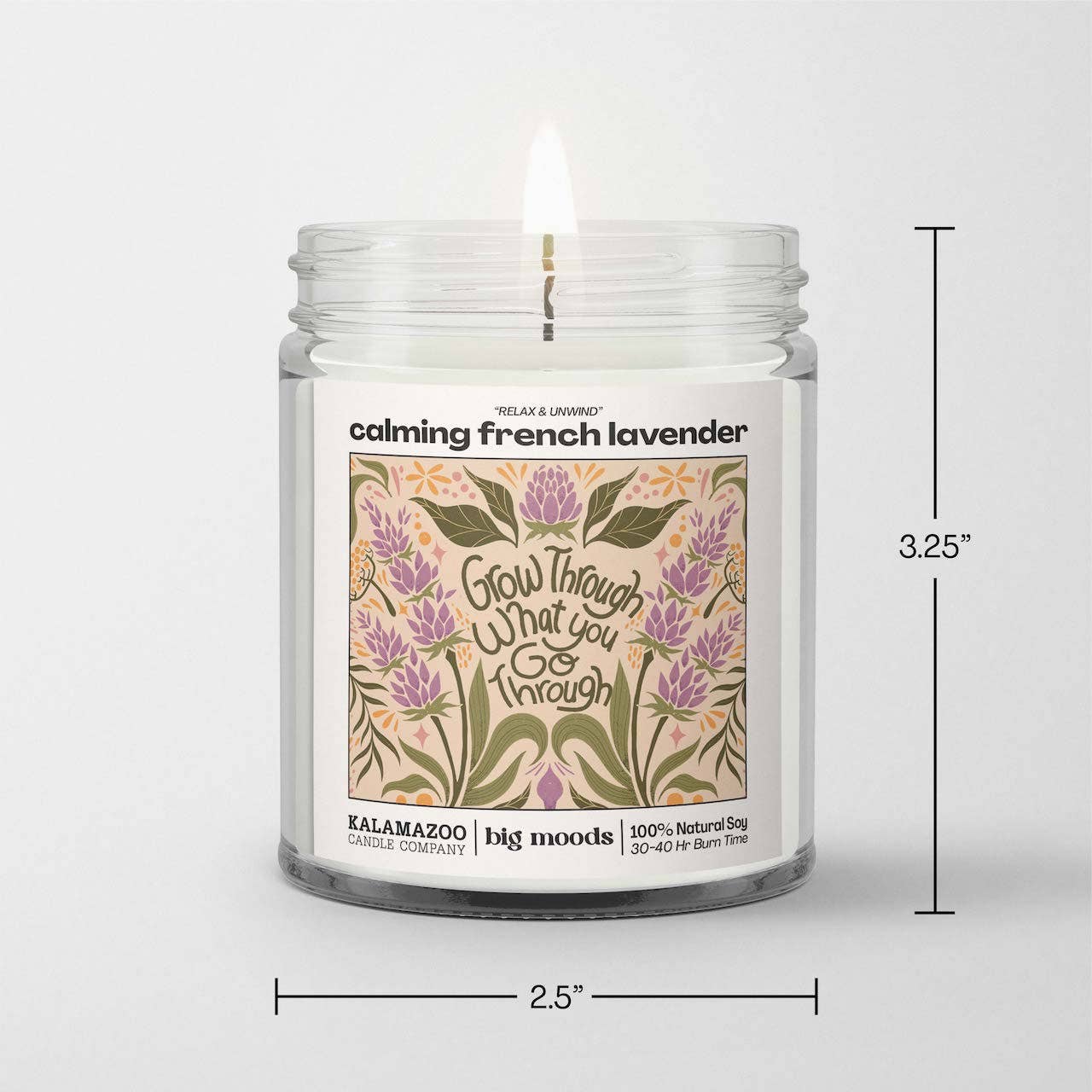 "Grow Through" Calming French Lavender - Luxury Soy Candle - Kate's Collective