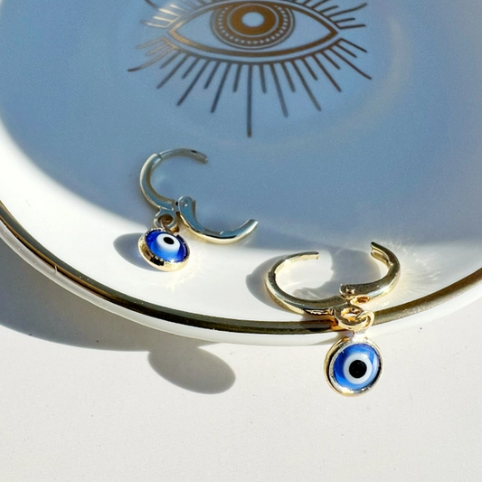 Glass Evil Eye Huggie Earring