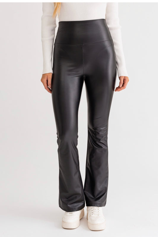 Flare Faux Leather Leggings